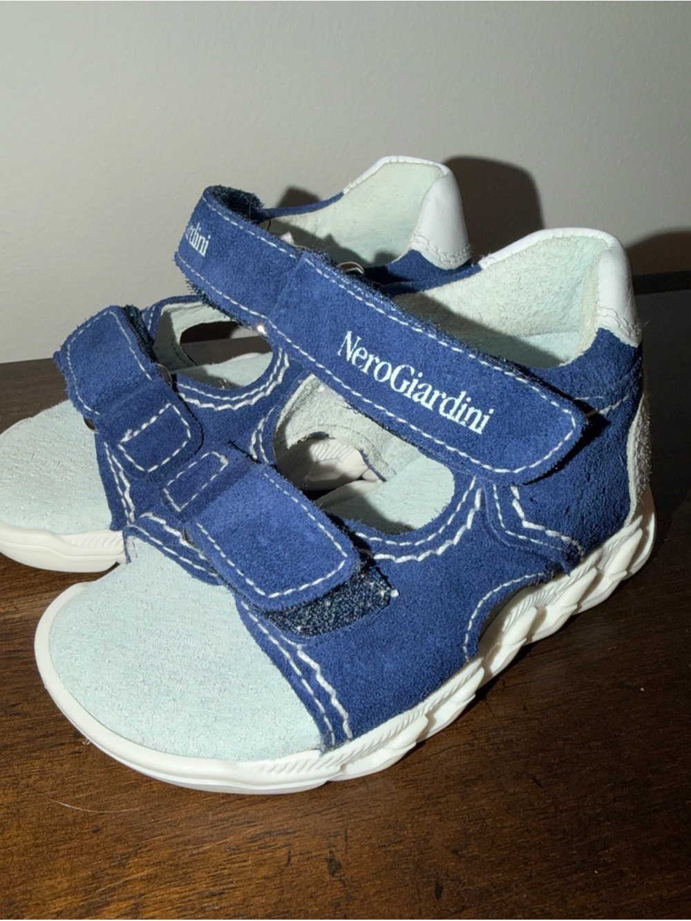 Nero Giardini Kids' Navy Suede Leather Sandals EU 19. US 3.5